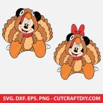 Mickey and Minnie Turkey SVG, Thanksgiving SVG, Minnie Mouse SVG, Mickey Mouse cut file, Cricut Thanksgiving, PNG, DXF, EPS
