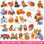 Winnie the Pooh Halloween SVG, Pooh Bear Halloween, Tigger Halloween SVG, Piglet Halloween, Eeyore Halloween SVG Cut Files for Cricut