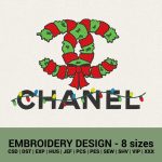 Christmas lights Xmas wreath logo machine embroidery design - Instant Download