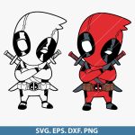 Deadpool Chibi SVG, Cricut Deadpool SVG, Superhero Cut File, Kawaii Deadpool Clipart, PNG, DXF, EPS, Digital Download