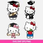 Hello Kitty graduation SVG, Hello Kitty SVG files, Hello Kitty graduate, kawaii graduation designs, PNG, DXF, EPS, Cut Files for Cricut, Silhouette