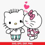 Hello Kitty svg, Daniel svg, kissing SVG, Valentine craft, romantic design, Cricut projects, Silhouette crafts, love theme png, dxf, eps