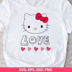 Hello Kitty Love SVG, Kitty Valentine’s Day SVG, Hello Kitty Cricut, PNG, DXF, EPS, Cut Files, Instant Download