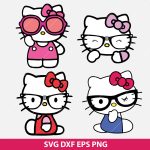 Hello Kitty with sunglasses svg, Hello Kitty Nerd Glasses svg, Hello Kitty crafts, kawaii SVG, Cricut Hello Kitty, geek chic Hello Kitty, kids craft svg