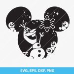 Olaf Mickey Ears SVG, Frozen cut file, Olaf Christmas design, Olaf SVG, PNG, DXF, EPS, Olaf for Cricut and Silhouette, Instant Download
